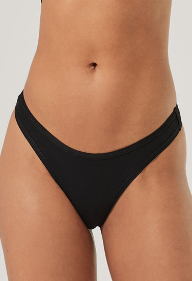 Organic Cotton Black Thong Panties Pack Of 3
