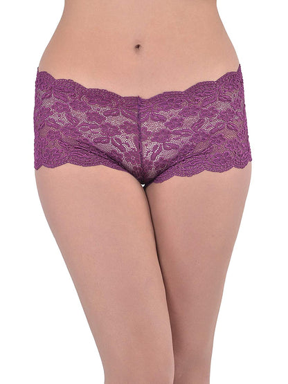 Ladies Lace Low Waist Multicolor Boyshorts (Packk of 2)