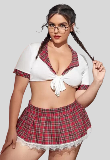 Curve&Co Schoolgirl Sweetheart Roleplay Costume With Luxury Panty Gift