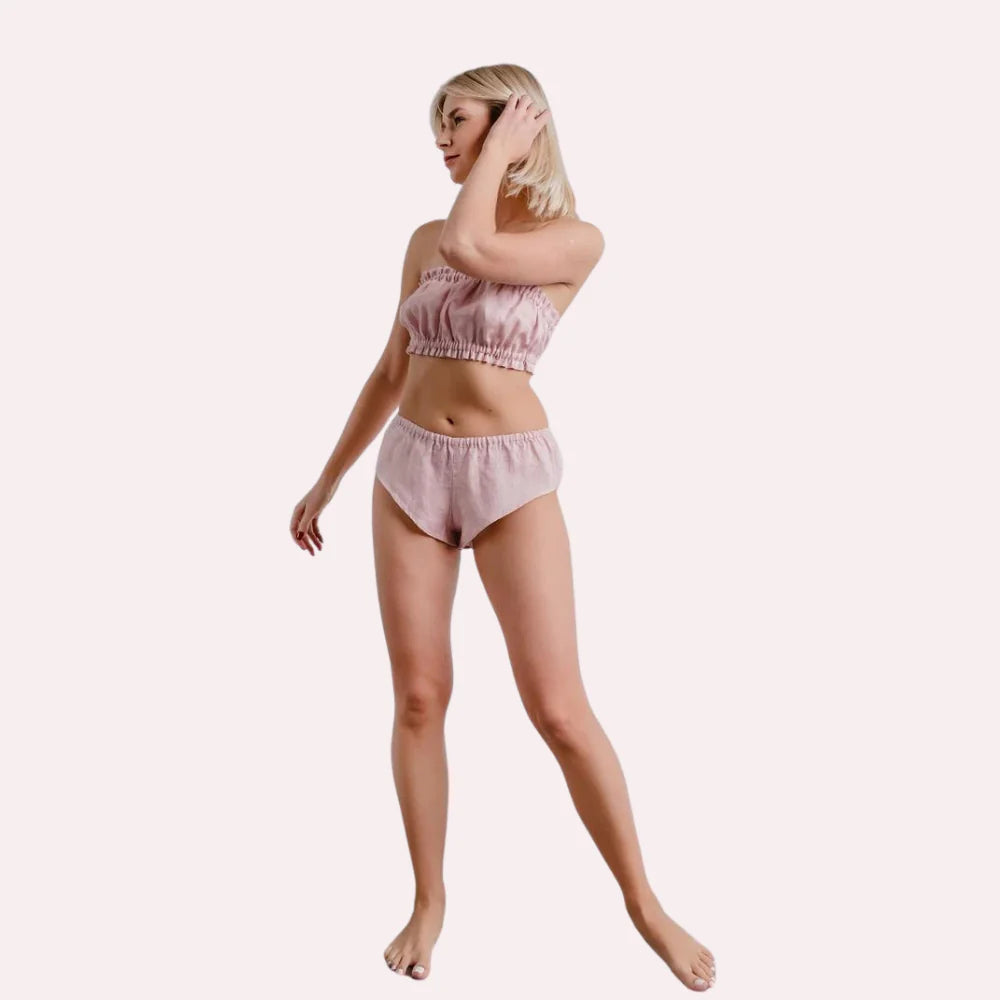 Curve&Co Organic Cotton Ruffled Bandeau & Vintage Knickers Set