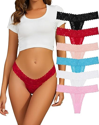 Sexy Lace Thongs for Women Pack of 4