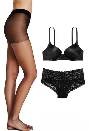 Lovely Value Pack Of Pantyhose & Pushup Bra Set