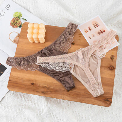 Sheer Lace Thong Panties Pack of 2