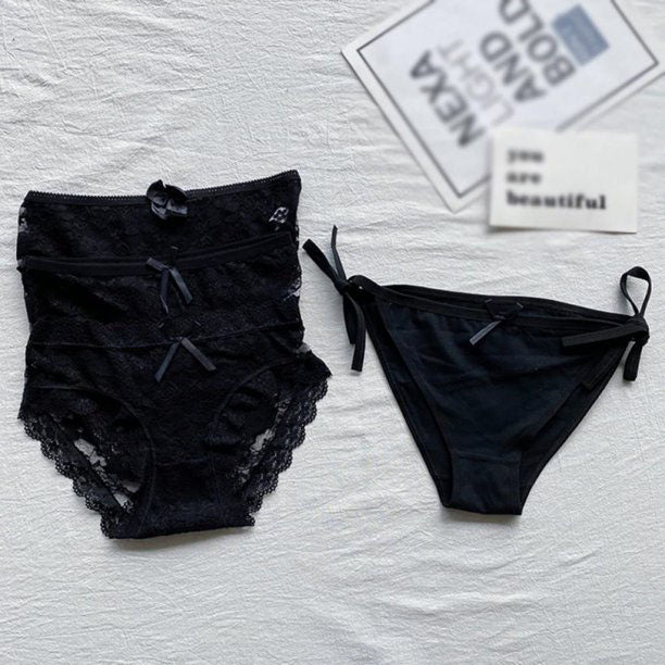 Black Sexy Lace Nylon Panties 4 Pieces