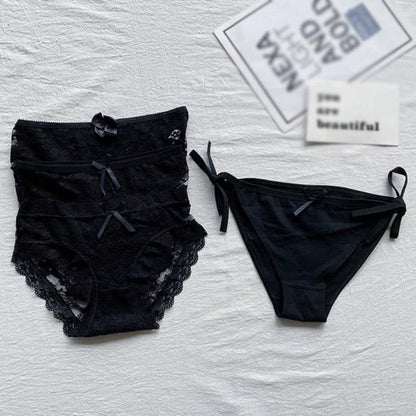 Black Sexy Lace Nylon Panties 4 Pieces