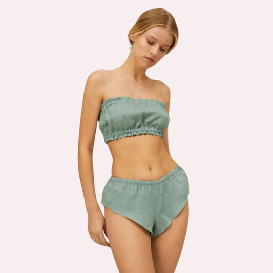 Curve&Co Organic Cotton Ruffled Bandeau & Vintage Knickers Set