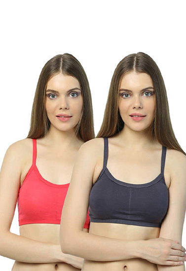 Cotton Cage Strap Back Sports Bra Pack of 2