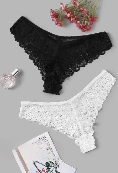 Black & White Lace Hipster Pack of 2