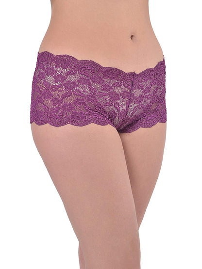 Ladies Lace Low Waist Multicolor Boyshorts (Packk of 2)