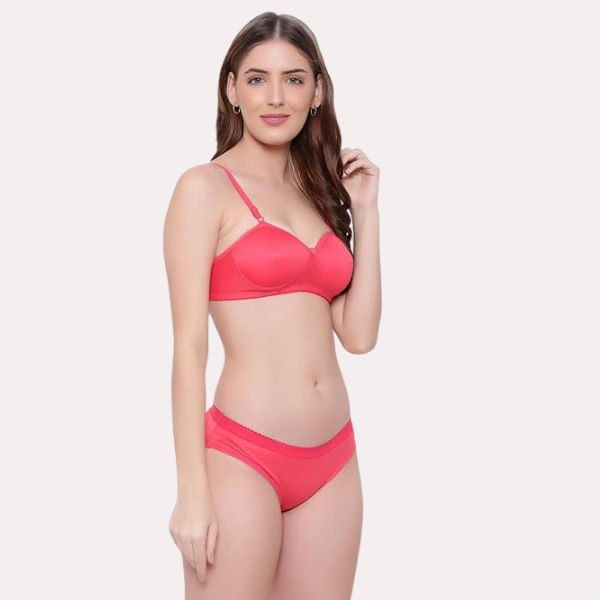Non-Wired Cotton Push-Up Bra Panty for Women Pack of 2