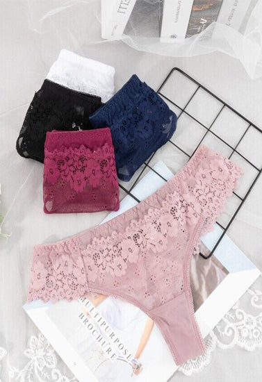 Women Floral Lace Thong Underwear Pack of 3