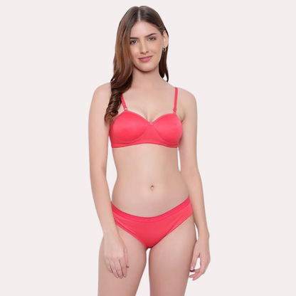 Non-Wired Cotton Push-Up Bra Panty for Women Pack of 2