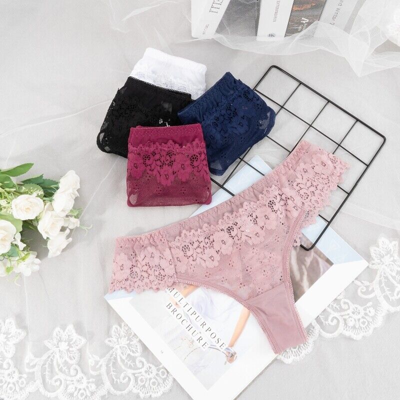 Women Floral Lace Thong Underwear Pack of 3