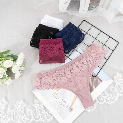 Women Floral Lace Thong Underwear Pack of 3