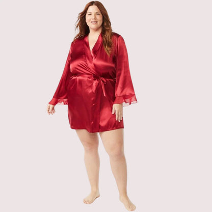 Maroon Japanese Silk Satin Robe 5XL-6X
