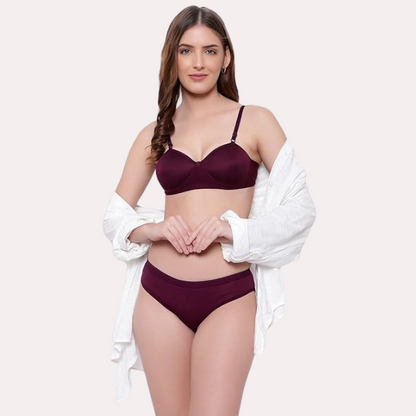 Padded Non-Wired Push-Up Bra Panty Set Pack of 2