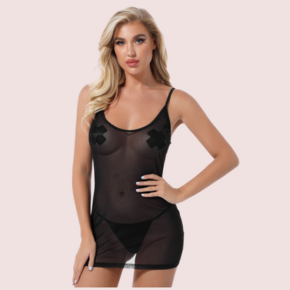 Sexy See Through Black Mesh Chemise