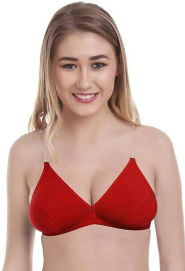 Clear Straps Red Hosiery Bras Pack Of 2