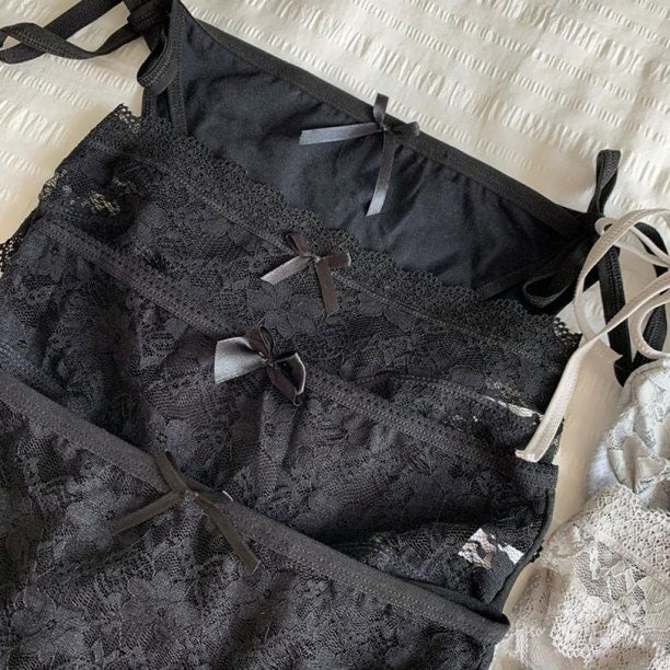 Black Sexy Lace Nylon Panties 4 Pieces
