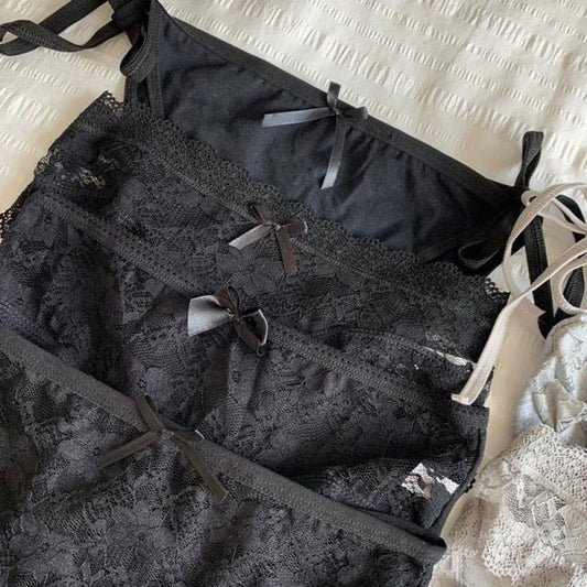 Black Sexy Lace Nylon Panties 4 Pieces